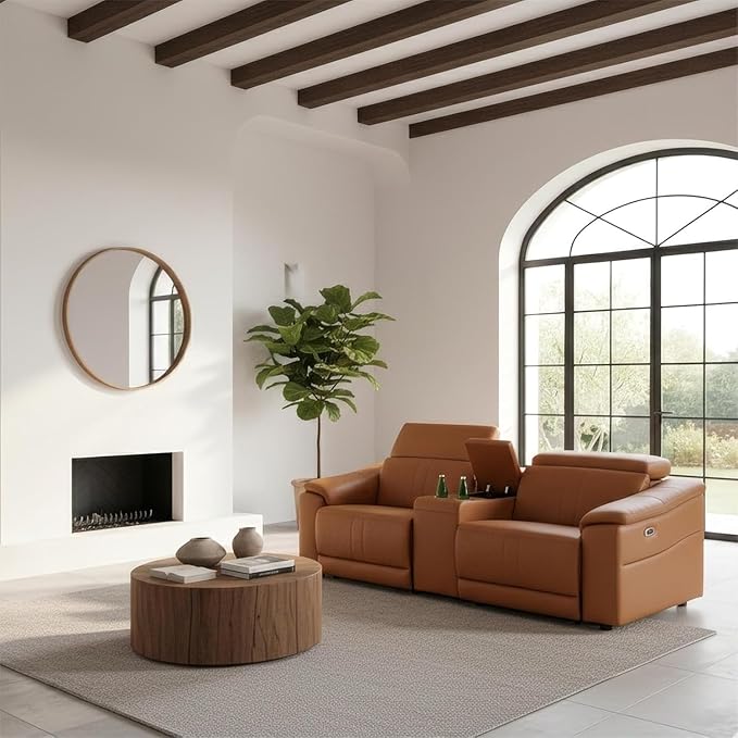 Loveseat Recliner Couch for Living Room, Breathing Leather Reclining Love Seat, 88" Modern Style Sofa Living Room Furniture with Dual Recliner, Storage Console&USB Port