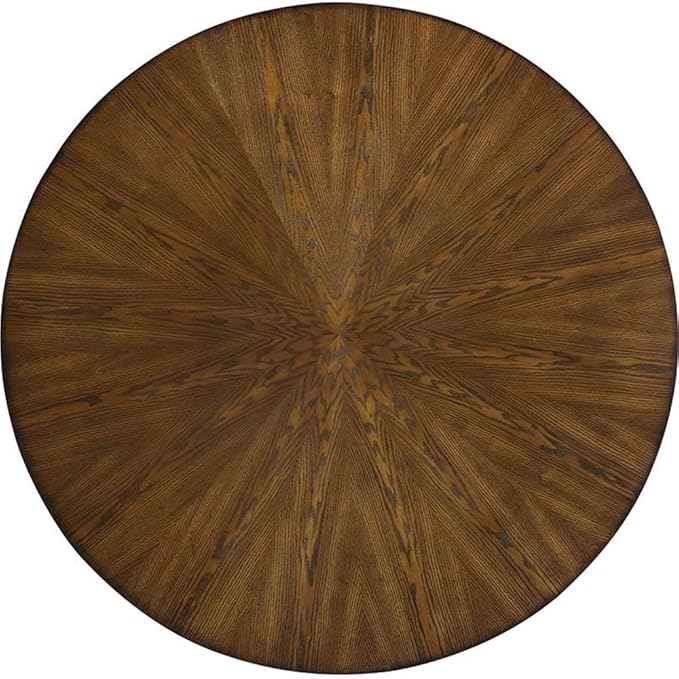 Meridian Furniture 742-T Sheridan Collection Modern | Contemporary Brown Ashburl Wood Veneer Top Dining Table with Matte Black Metal Base and Gold Metal Band, Brown, 48" W x 48" D x 30" H