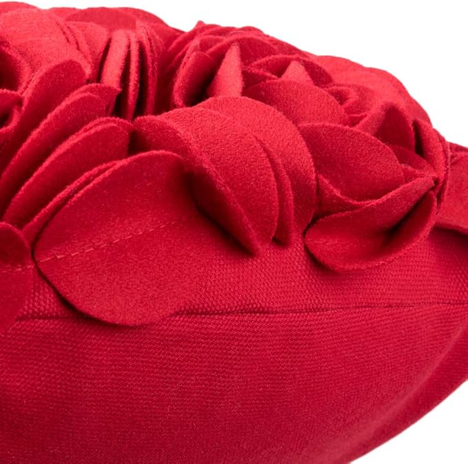JWH Heart Flower Throw Pillow Covers Decorative Floral Shaped Accent Cushion Soft Pillowcase for Sofa Couch Living Room Bed Chair 14x16 Inches Red