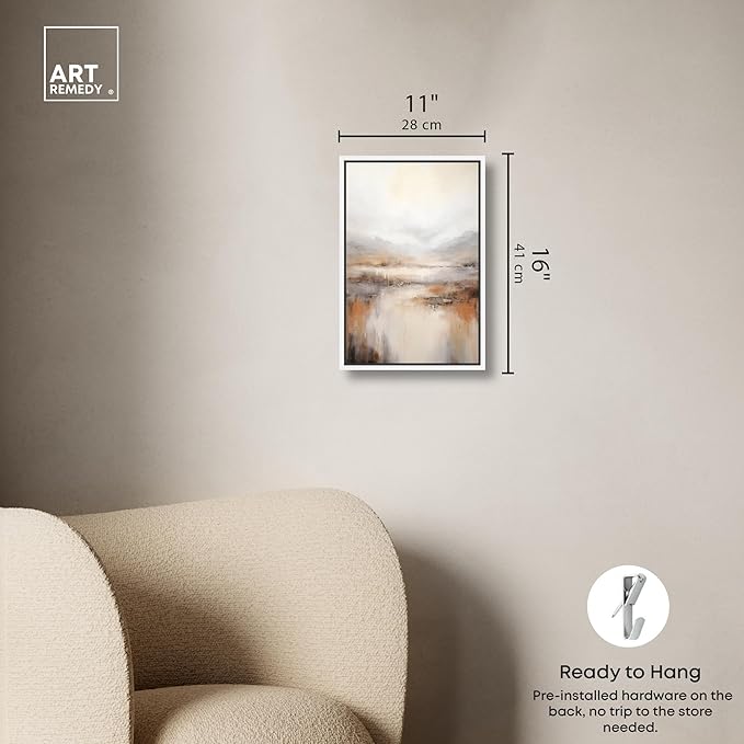 Art Remedy Natural Cascades Canvas Muted Abstract Wall Art, White Frame, 10" x 15"