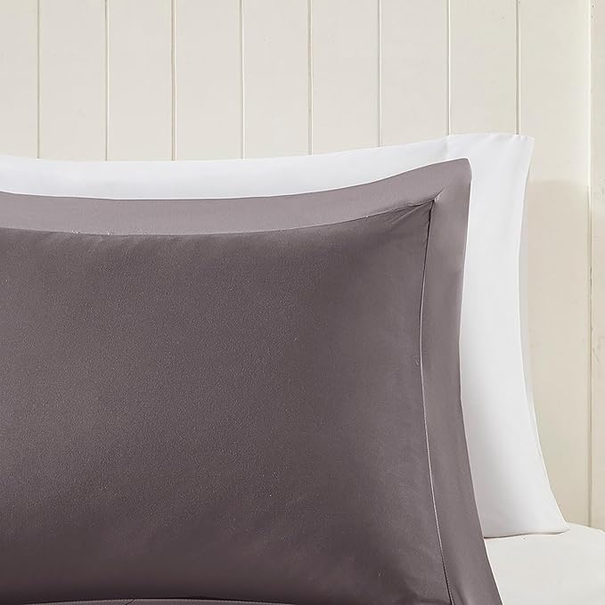 Madison Park Comforter Set, Reversible Down Alternative All Season Microfiber Bedding, 3M Scotchgard Stain Release, Full/Queen Dorm Comforter, Charcoal/Grey
