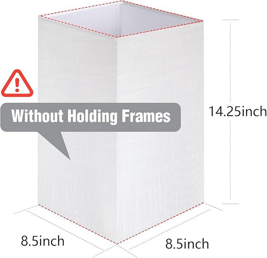OUTON White Linen Texture Lamp Shade 14.25 x 8.5 x 8.5 inch for Shelf Floor Lamp