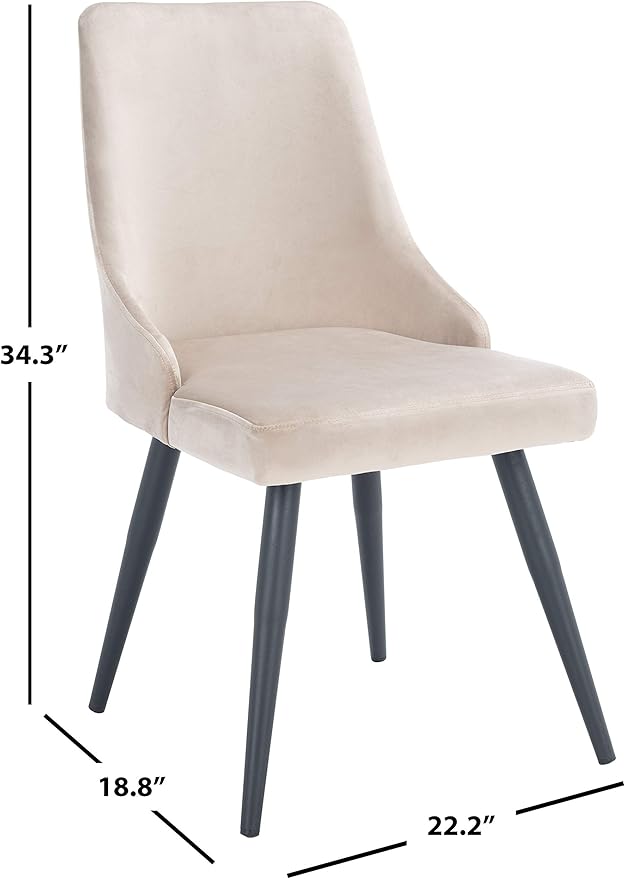 Safavieh Home Collection Zoi Velvet 19-inch (Set of 2) Dining Chair, Taupe/Black