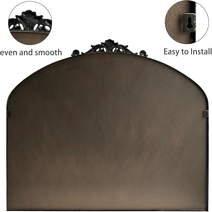 Black Vintage Wall Mirror Window Decorative Traditional Mirrors Antique Arched Farmhouse for Living Room Bedroom Entryway Bathroom Vanity (29 * 36 * 1.2,Black)