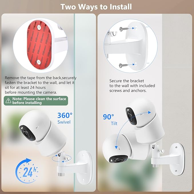 Adhesive Security Camera Mount for eufy Indoor Cam E30/C210/C220/E220, Adjustable No Drilling Mounting Bracket for eufy Pet/Dog/Baby Camera