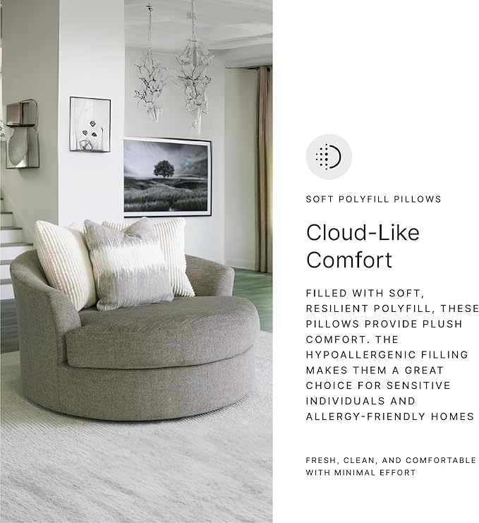 Signature Design by Ashley Creswell Transitional Round Upholstered Oversized Swivel Accent Chair, Gray