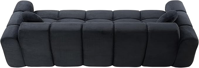 98.4-Inch Oversized Boneless Cloud Couches Deep Seat Foam Sofa Couch with 2 Round Toss Pillows, Luxury Corduroy Upholstered 3 Seat Tufted Loveseat, Cloud Sofa in a Box