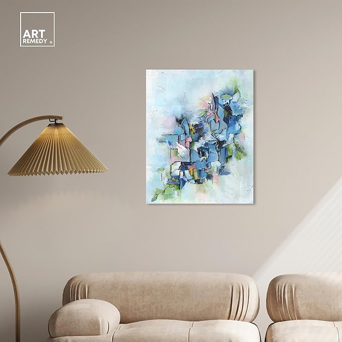 Art Remedy Poesy Canvas Modern Blue Abstract Wall Art, Gallery Wrapped, 24" x 30"