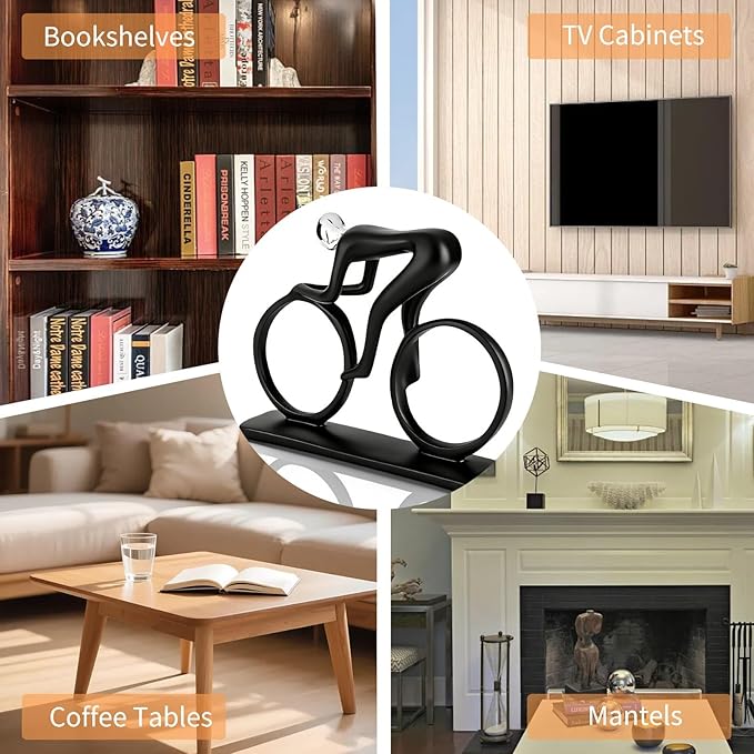 Abstract Sculpture, Home Decor Statues Abstract Art Statue Resin Bike Figurine Decorative Objects Home Decor Modern Living Room Office Shelf Table
