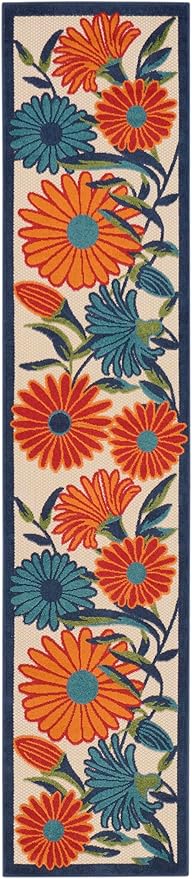 Nourison Home Aloha Multicolor 2'3" x 12' Area Rug - Easy Clean, Non Shedding, Bed Room, Living Room, Dining Room, Kitchen (12' Runner)