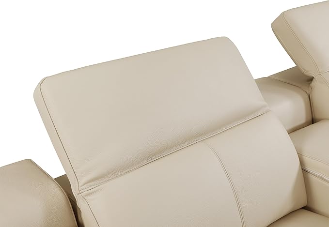 BlackJack Furniture Venice Top Grain Italian Leather Power Recline 3 Piece Sofa - 107" Theater Seating Modern Couch for Living Room Apartment Lounge Home with Adjustable Headrests & USB Port, Beige