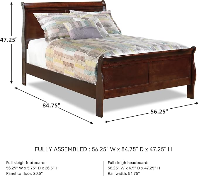 Signature Design by Ashley Alisdair Traditional Full Sleigh Bed, Foundation or Box Spring Needed, Dark Brown