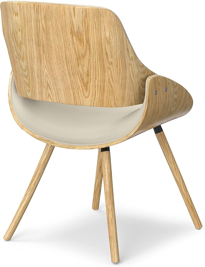 SIMPLIHOME Malden Dining Chair in Light Wood, Natural Linen Look Fabric, 22.8" W x 20.9" D x 30.9" H, Mid-Century Modern Style for Dining Room