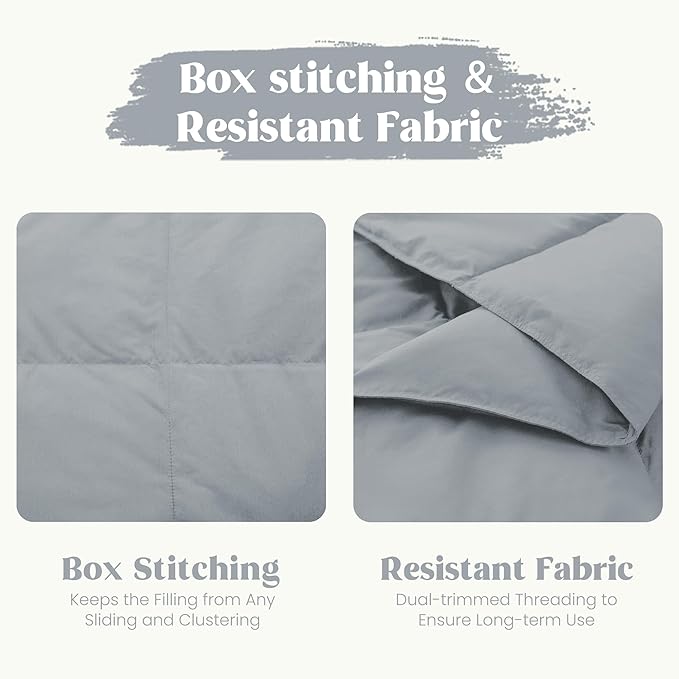 puredown® Soft Feather Down Blanket Lightweight Packable Down & Feather Fill Blanket for Indoor and Outdoor Use, Queen Size Blankets, 88"X90", Alloy Gray