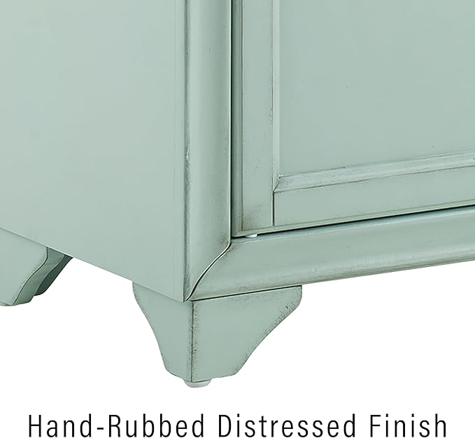 Crosley Furniture Tara 3-Piece Modern Farmhouse Sideboard Buffet Cabinet and Kitchen Storage Pantry Set, Distressed Seafoam Blue