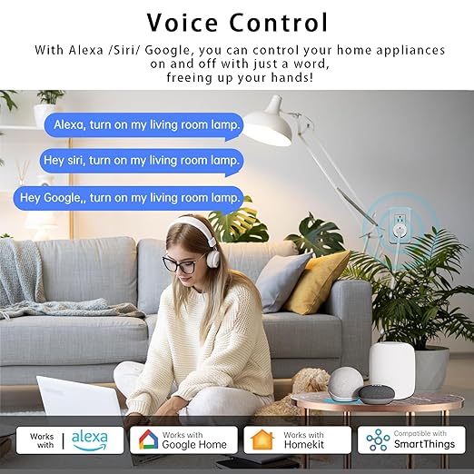 Matter Smart Plug 10A, Smart Wi-Fi Outlet Compatible with Alexa, Apple Homekit, Google Home, SmartThings, Home Assistant, No Hub Required, ETL & FCC & RoHS Certified, 2.4G WiFi Only, 2-Pack