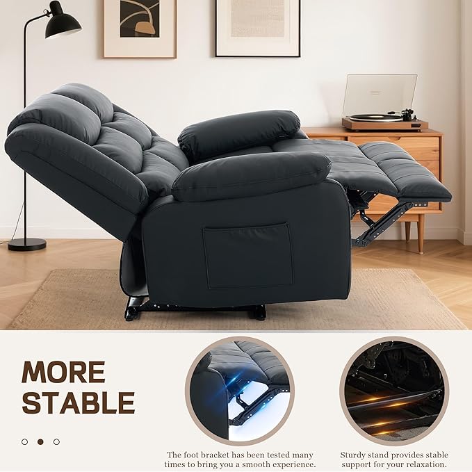 Korser Loveseat Recliner Sofa for RV Furniture and Theater Seating, Wall Hugger Loveseat Recliner, Oversized Loveseats Couch with Front Porckets&Side Pockets, Fabric, Black
