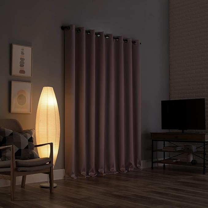 Sun Zero Nordic 2-pack Theater Grade Extreme 100% Blackout Grommet Curtain Panel Pair, 52" x 96", Blush