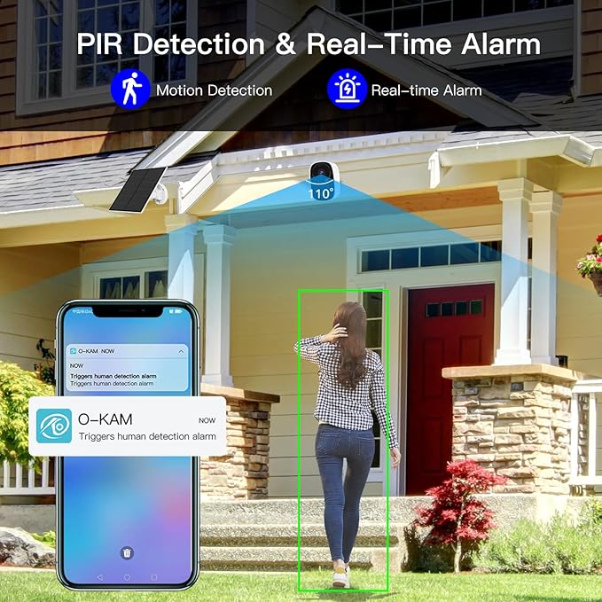 VSTARCAM 2K Solar Outdoor Security Camera with Micro SD Card 32 GB, PIR Motion Detector, Color Night Vision, 2.4GHz&5GHz WLAN, 2-Way Audio, IP66