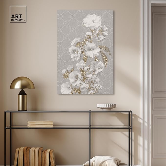 Art Remedy Floral in Classic Fashion Canvas Delicate Farmhouse Wall Art, Gallery Wrapped, 24" x 36"