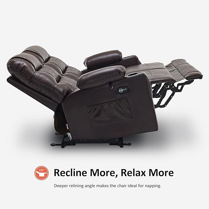 MCombo 56.3" Zero Gravity Power Loveseat Recliner with Heat and Vibration Massage, Reclining Loveseat Sofa with USB Ports, Cup Holders for Living Room, Faux Leather PR622Sets (Dark Brown)