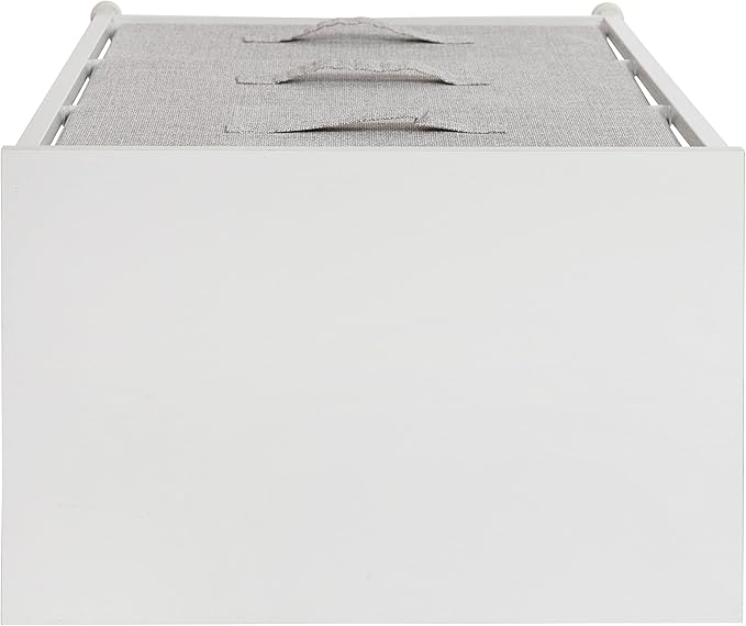 Flash Furniture Harris 3 Drawer Storage Dresser - White Cast Iron Frame and Wood Top - 3 Easy Pull Dark Gray Fabric Drawers