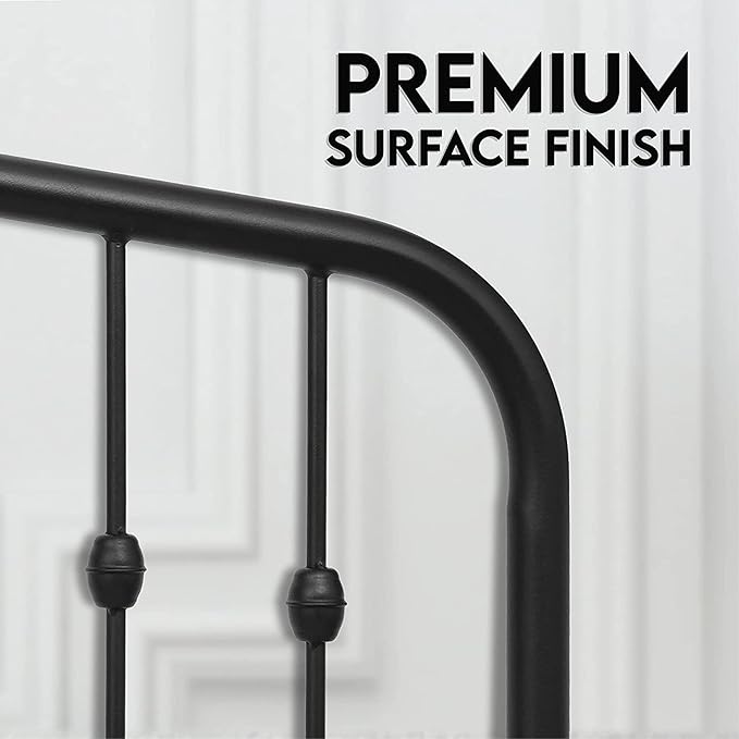 Golden Gate Beds Metal Platform Bed Frame with Antique Victorian Wrought Iron-Art Headboard and Footboard (Black, Queen (U.S. Standard), Washington)