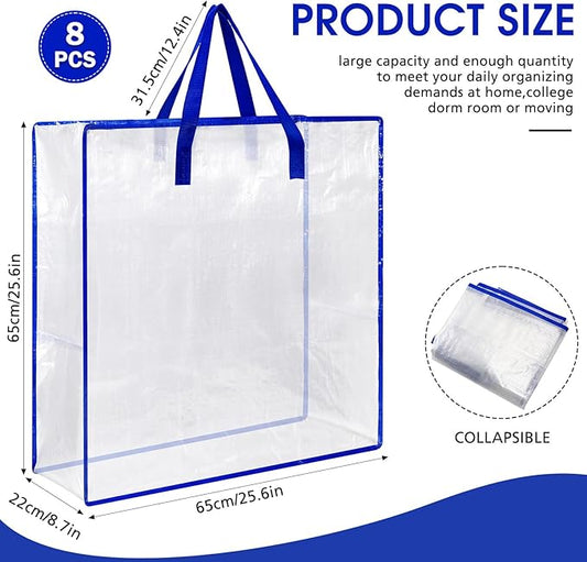 8 Pcs Clear Wreath Storage Bags 26 Inch St. Patrick's Garland Container Door Garland Holiday Wreath Storage Holder with Handle and Zipper Heavy Duty Plastic Packing Totes(Blue)