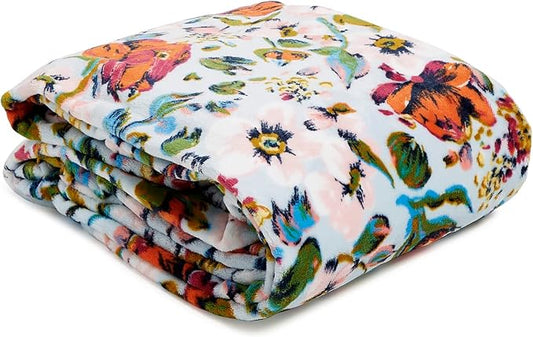 Vera Bradley Women's Oversized Fleece Plush Throw Blanket, Sea Air Floral, Twin/Twin XL