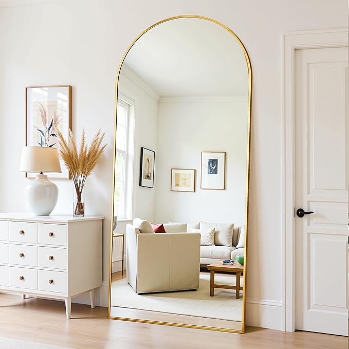 Floor Mirror, 76"×34" Full Length Mirror with Stand for Bedroom Living Room, Gold