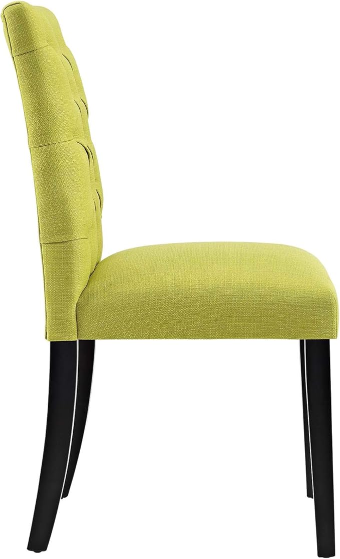 Modway Duchess Modern Tufted Button Upholstered Fabric Parsons Two Dining Chairs in Wheatgrass