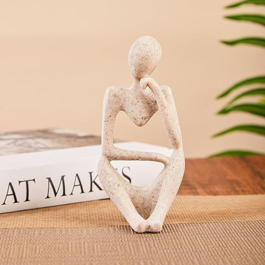 Bookshelf Decor Thinker Statue Home Office - Aesthetic Abstract Art Sculptures Coffee Table Figurine - Reading Minimalist Decorative Ornaments Objects for Coffee Table Desk Hutch Shelf Right