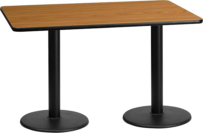 Flash Furniture 30'' x 60'' Rectangular Natural Laminate Table Top with 18'' Round Table Height Bases