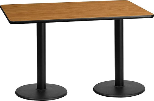 Flash Furniture 30'' x 60'' Rectangular Natural Laminate Table Top with 18'' Round Table Height Bases