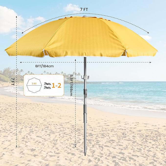 HOMEDEMO Boho Patio Umbrella with Fringe, Outdoor Tassel Umbrella with UPF50+ Sun Protection and Push Button Tilt, Premium Aluminum Pole & Fiberglass Ribs, Includes Hanging Hook