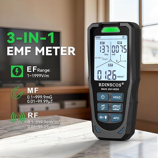EMF Meter, Digital EMF Detector for Electromagnetic Radiation, Handheld EMF Reader for Home Inspection, Ghost Hunting and Office Use