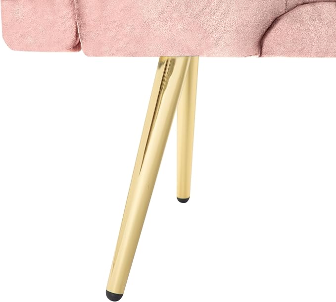Futon Sofa Bed, Convertible Futon Couch with Adjustable Backrest, 68.31” Folding Sofa Bed with 2 Pillows & Metal Legs, Sleeper Loveseat with Armrest for Home Office, Pink