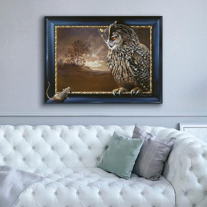 Epic Graffiti 'Eagle Owl And Mouse' by Harro Maass, Canvas Wall Art, 54"x40"