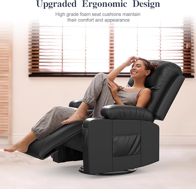 FURNIMAT Loveseat Recliner Sofa Set with 2+1 Pieces in Living Room, 2 Seater Reclining Loveseat Leather, 1 Recliner Chair with 360 Degree Swivel Single Sofa Seat