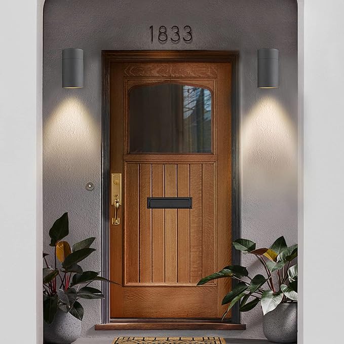 Ken & Ricky Outdoor Wall Sconce, Exterior Wall Light Fixtures, Cylinder Outside Lights for House Porch Garage Patio Doorway Entryway -2 Pack