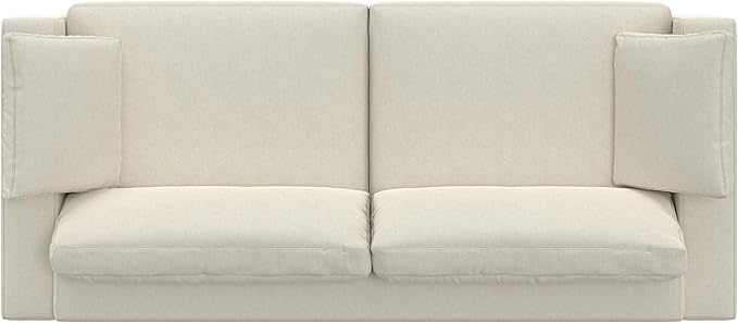 SIMPLIHOME Charlie Sofa in 100% Recycled Polyester Tightly Woven Performance Fabric, Cream, 96-inches Wide, Handcrafted Contemporary Style Sofa for Living Room or Couch for Family Room