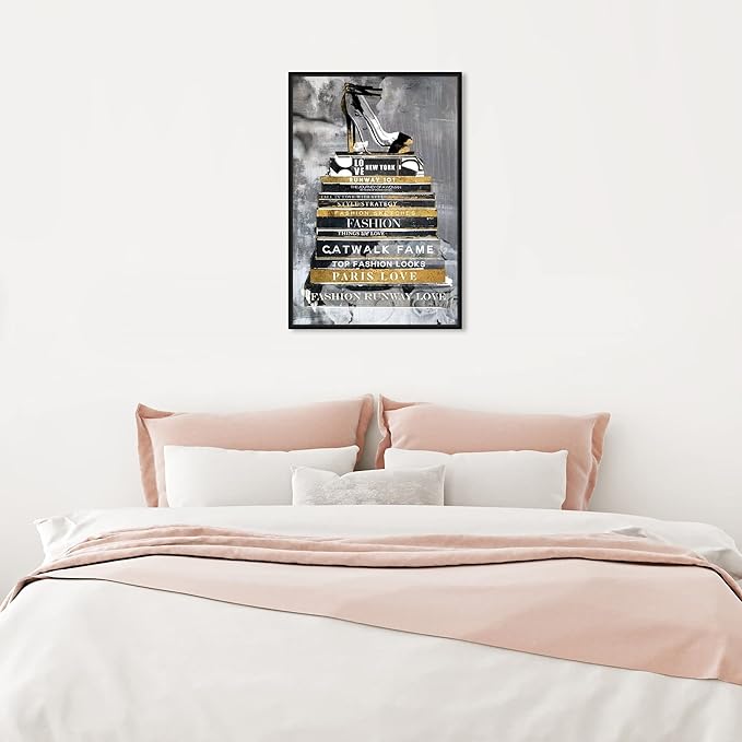 The Oliver Gal Artist Co. Fashion and Glam Wall Art Framed Canvas Prints 'Fashion Thoughts Noir Classic' Shoes