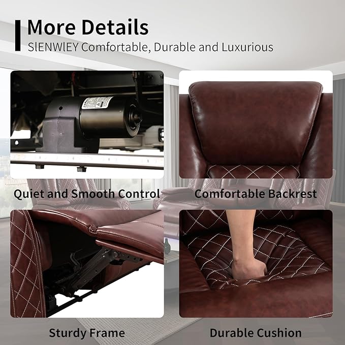 Power Leather Recliner Sofa Set with LED Light,Reclining Sofa and Chair Set with USB,Leather Couch Set for 3 Seater Couch with Coffee Table/Single Recliner 2 PCS for Living Room(Red,3+1)