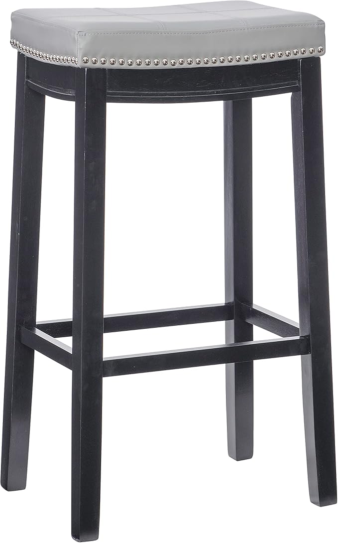 Linon Home Décor Kingston Gray Bar Stool, Black