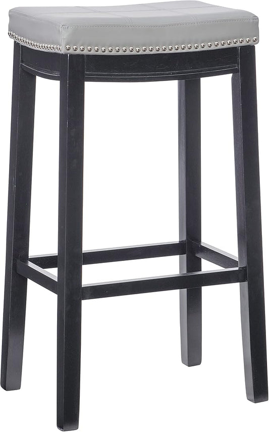 Linon Home Décor Kingston Gray Bar Stool, Black