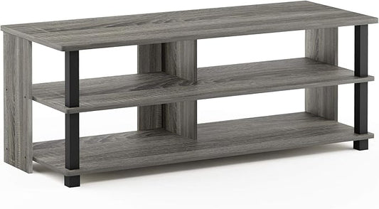 Furinno Sully 3-Tier Stand for TV Up to 48 Inch, French Oak Grey/Black