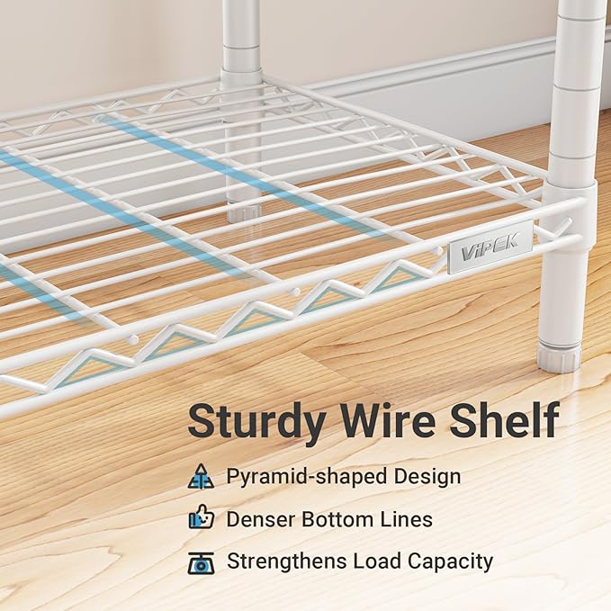 VIPEK V5C Medium Covered Clothes Rack Heavy Duty Portable Closet Wardrobe, Freestanding White Clothing Rack with Grey Upgarded Polyester Cover, Adjustable Custom Closet Rack, 56.7" Lx15.7 Wx76.4 H