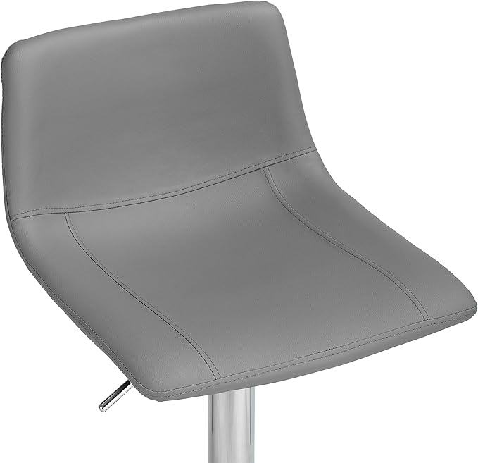 Finnhomy Bar Stools Modern PU Leather, Bar Stools Set of 2 Counter Height, Swivel Barstools with Footrest and L Shape Back, Height Adjustable Modern Bar Chairs for Kitchen, Grey