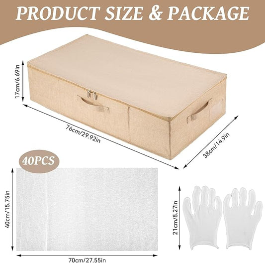 CINPIUK Wedding Dress Storage Box with 40 Sheets Large Acid Free Tissue Paper and 1 Pair Microfiber Gloves, Wedding Gown Preservation Box for Bridal Essentials