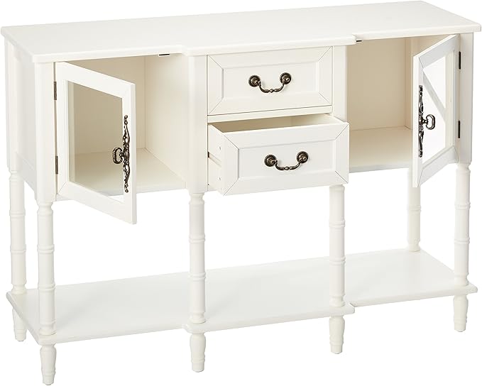 Kings Brand Furniture Wood Buffet Sideboard Cabinet Console Table, Cream White